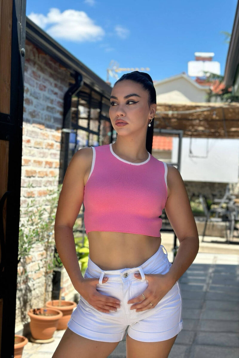 SIMPLE ONE COLOR WOMEN TANK TOPS PINK/ROZE - 3