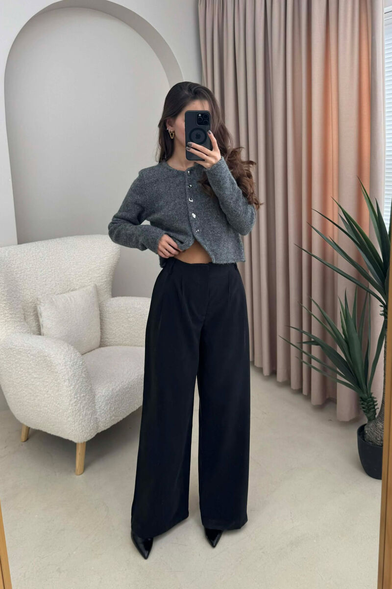 SIMPLE ONE COLOR WOMEN TROUSERS BLACK/ E ZEZE - 1
