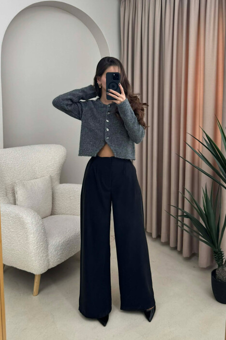 SIMPLE ONE COLOR WOMEN TROUSERS BLACK/ E ZEZE - 2