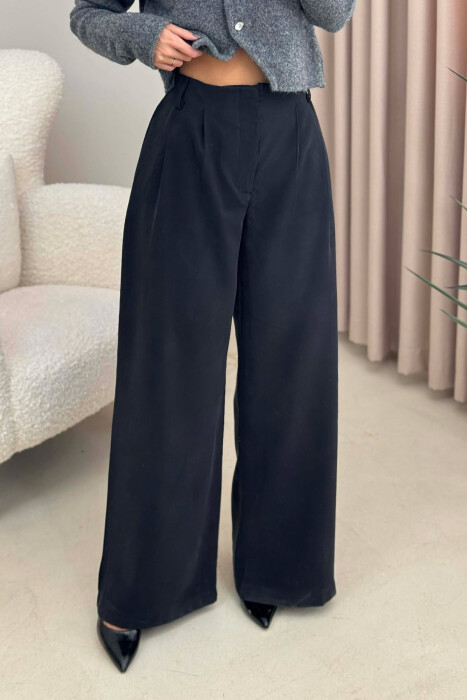 SIMPLE ONE COLOR WOMEN TROUSERS BLACK/ E ZEZE - 4