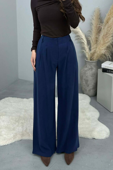 SIMPLE ONE COLOR WOMEN TROUSERS BLUE/BLU - 3