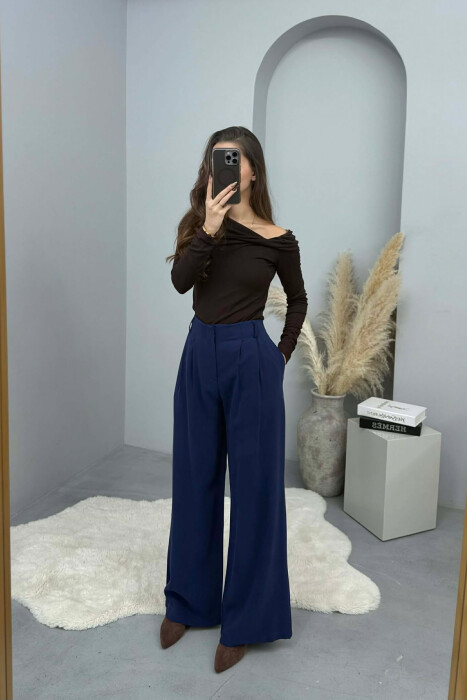 SIMPLE ONE COLOR WOMEN TROUSERS BLUE/BLU - 4