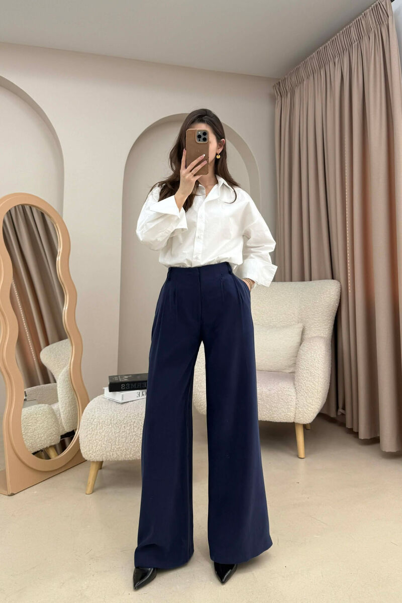 SIMPLE ONE COLOR WOMEN TROUSERS BLUE/BLU - 1