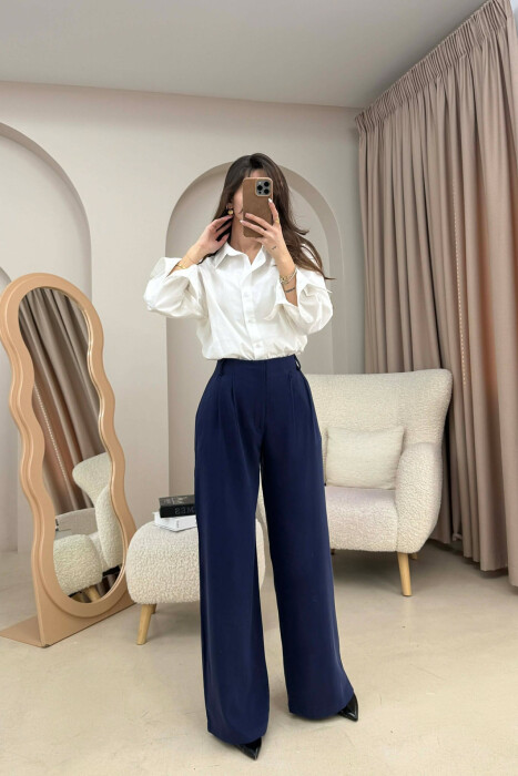 SIMPLE ONE COLOR WOMEN TROUSERS BLUE/BLU - 2