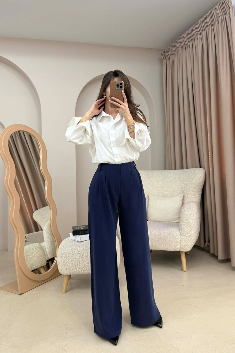 SIMPLE ONE COLOR WOMEN TROUSERS BLUE/BLU - 2