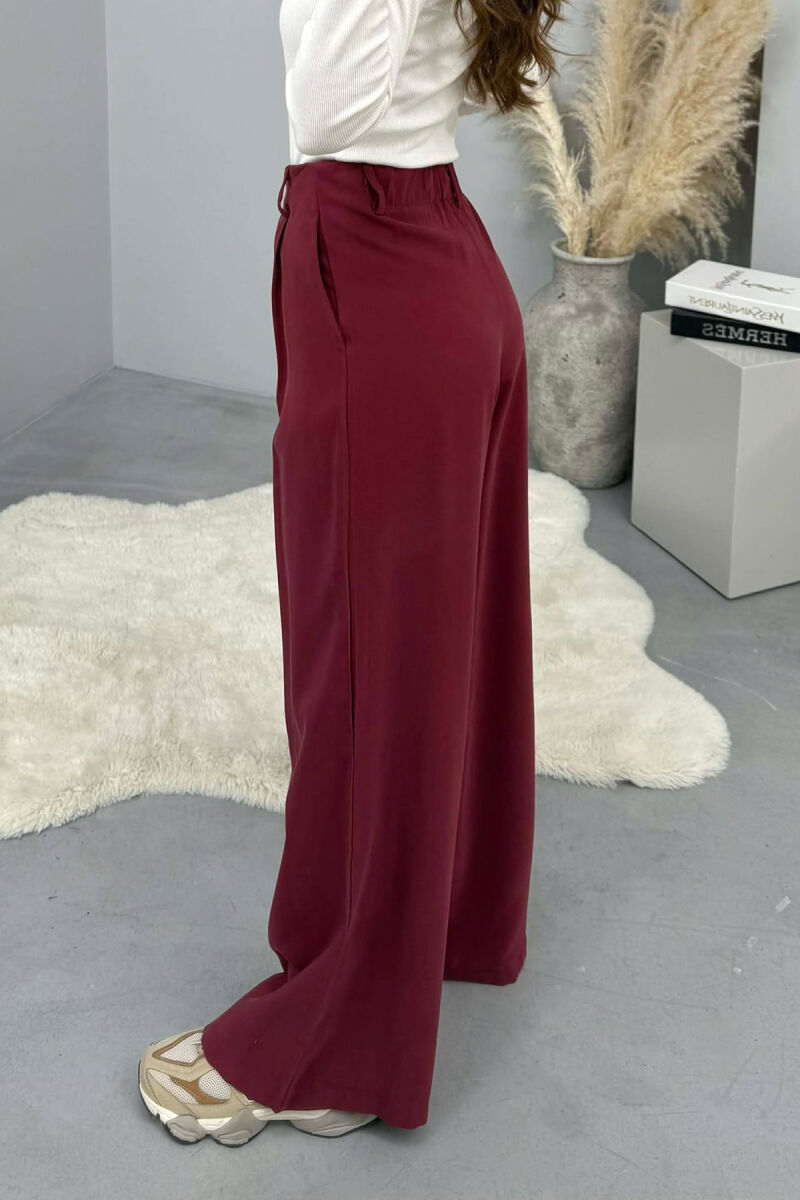 SIMPLE ONE COLOR WOMEN TROUSERS BURGUNDY/VISHNJE - 4