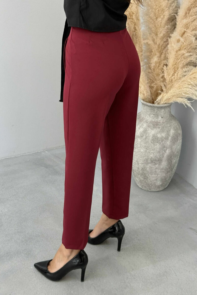 SIMPLE ONE COLOR WOMEN TROUSERS BURGUNDY/VISHNJE - 3