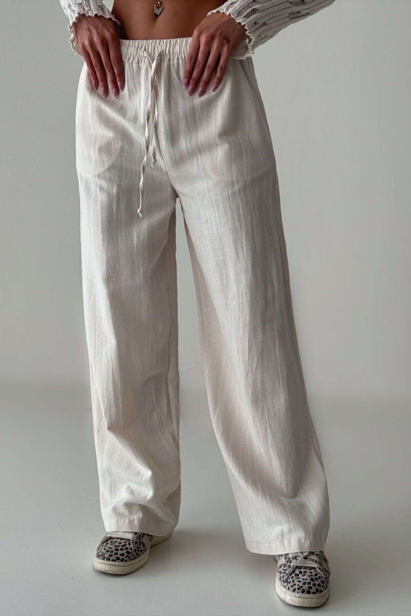 SIMPLE ONE COLOR WOMEN TROUSERS CREAM/KREM - 4