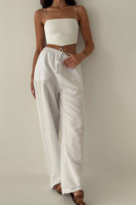 SIMPLE ONE COLOR WOMEN TROUSERS WHITE-E BARDHE 