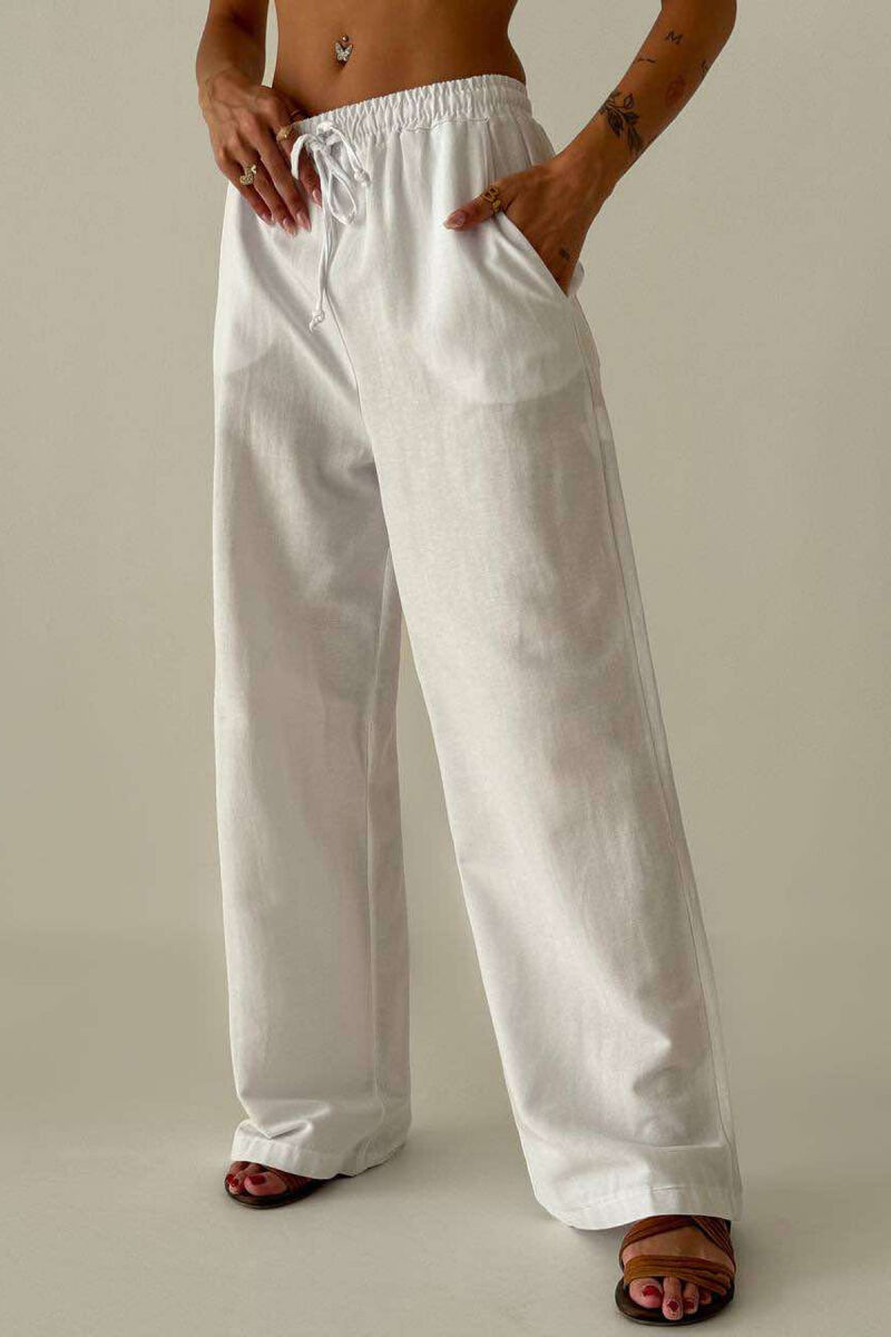 SIMPLE ONE COLOR WOMEN TROUSERS WHITE-E BARDHE - 2