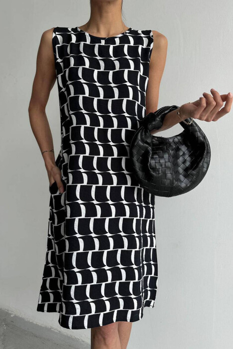 SIMPLE PATTERN WOMEN DRESS BLACK/ E ZEZE - 3
