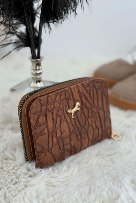 SIMPLE PATTERN WOMEN WALLET BROWN/KAFE 