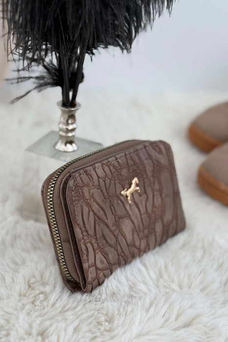 SIMPLE PATTERN WOMEN WALLET DARK BEIGE/BEZHE ERRET 