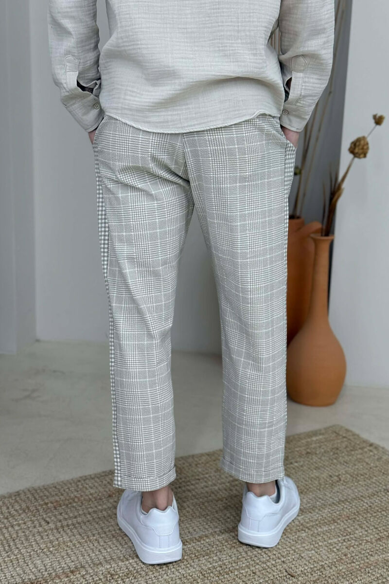 SIMPLE PLAID MEN PANTS BEIGE/BEZHE - 3