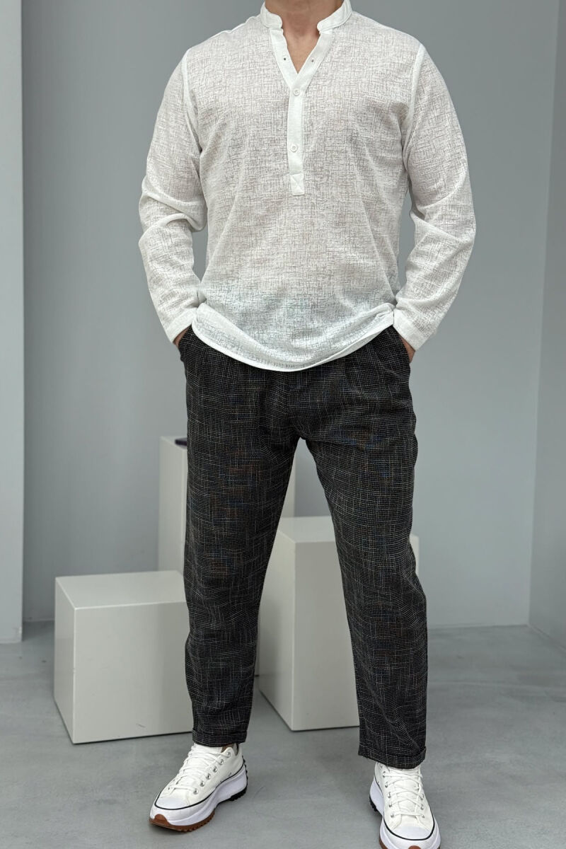 SIMPLE PLAID MEN PANTS BLACK-WHITE/ZEBA - 1