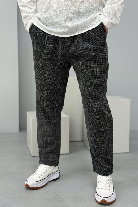 SIMPLE PLAID MEN PANTS BLACK-WHITE/ZEBA - 2