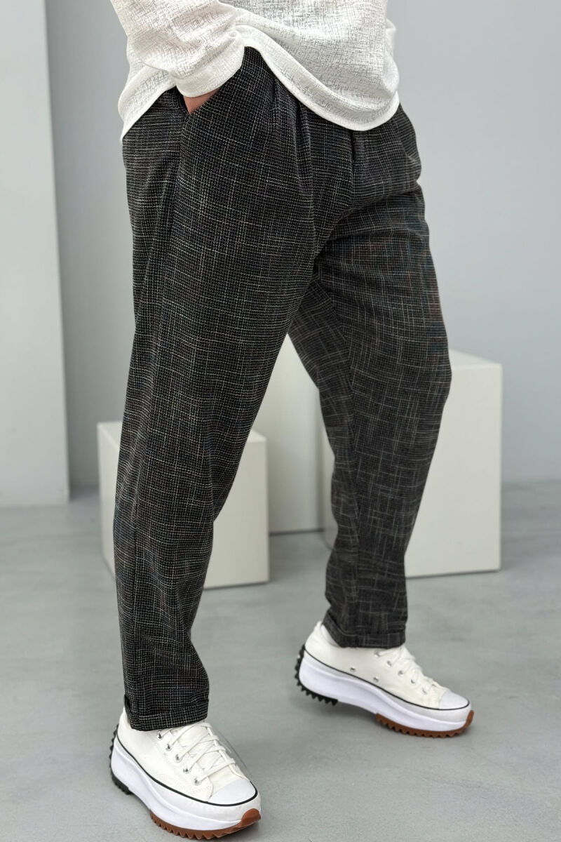 SIMPLE PLAID MEN PANTS BLACK-WHITE/ZEBA - 3