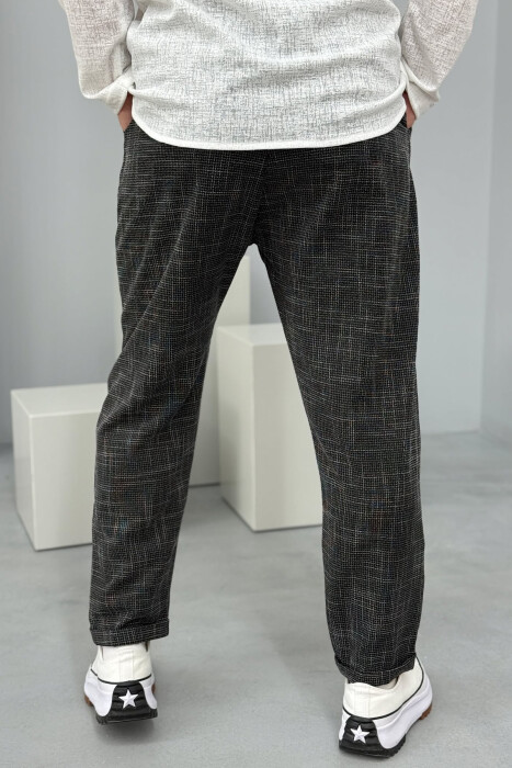 SIMPLE PLAID MEN PANTS BLACK-WHITE/ZEBA - 4