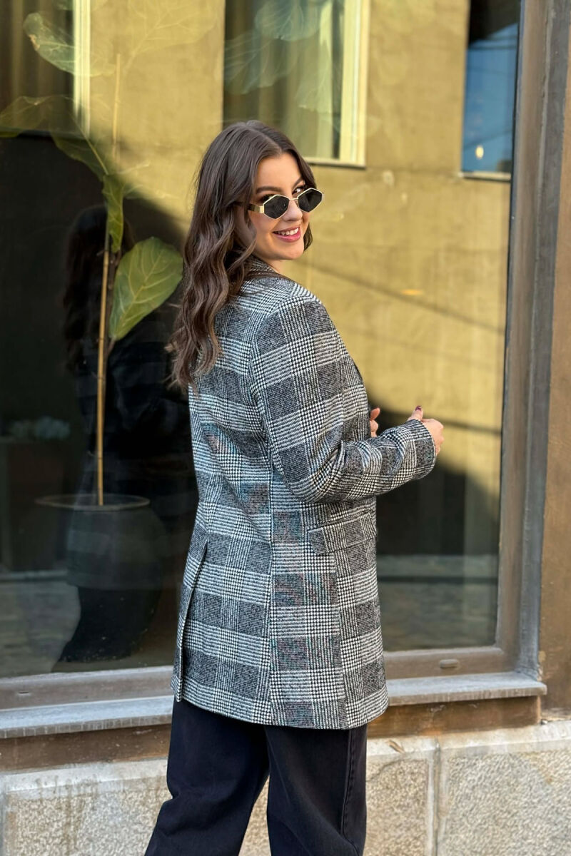 SIMPLE PLAID WOMEN COAT BLACK-WHITE/ZEBA - 4