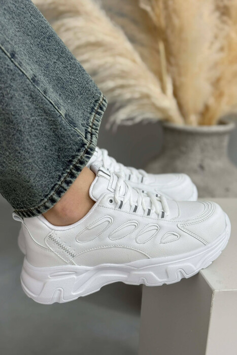 SIMPLE PLATFORM LACING WOMEN SNEAKERS WHITE-E BARDHE - KLAUDIO FASHION
