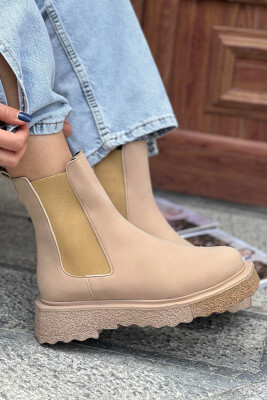 SIMPLE PLATFORM POCLET WOMAN ANKLE BOOTS BEIGE/BEZHE 