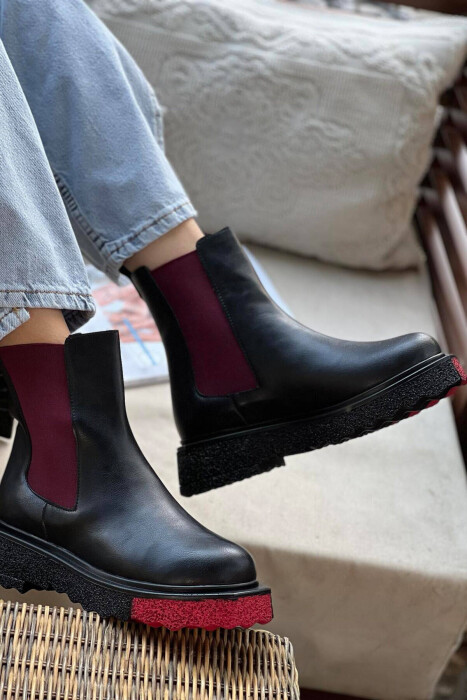 SIMPLE PLATFORM POCLET WOMAN ANKLE BOOTS LEATHER BLACK/ZEZE LEKURE - 2