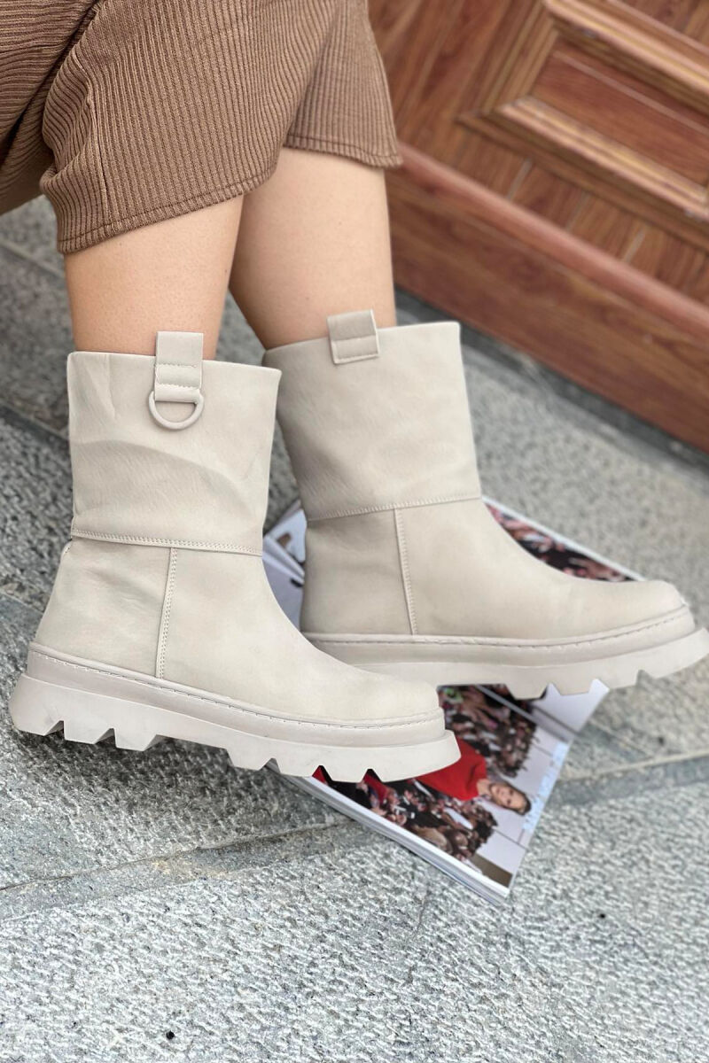 SIMPLE PLATFORM WOMAN ANKLE BOOTS CREAM/KREM - 2