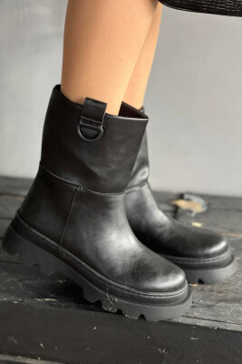 SIMPLE PLATFORM WOMAN ANKLE BOOTS LEATHER BLACK/ZEZE LEKURE 