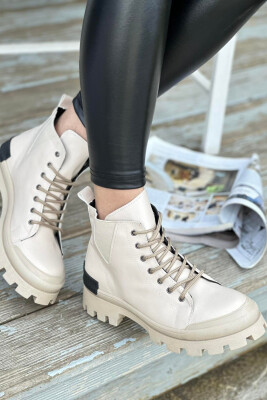 SIMPLE PLATFORM WOMAN CREW BOOTS CREAM/KREM 