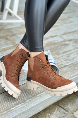 SIMPLE PLATFORM WOMAN CREW BOOTS DARK BROWN/KAE 