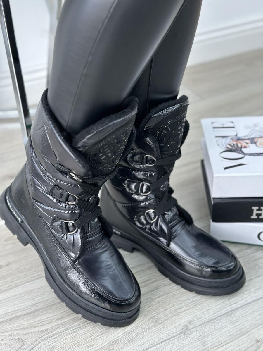 SIMPLE PLATFORM ZIPPER WOMAN CREW BOOTS GLOSSY BLACK-ZEZE SHKELQIM - 1