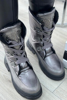 SIMPLE PLATFORM ZIPPER WOMAN CREW BOOTS GLOSSY GREY/GRI SHKELQIM 