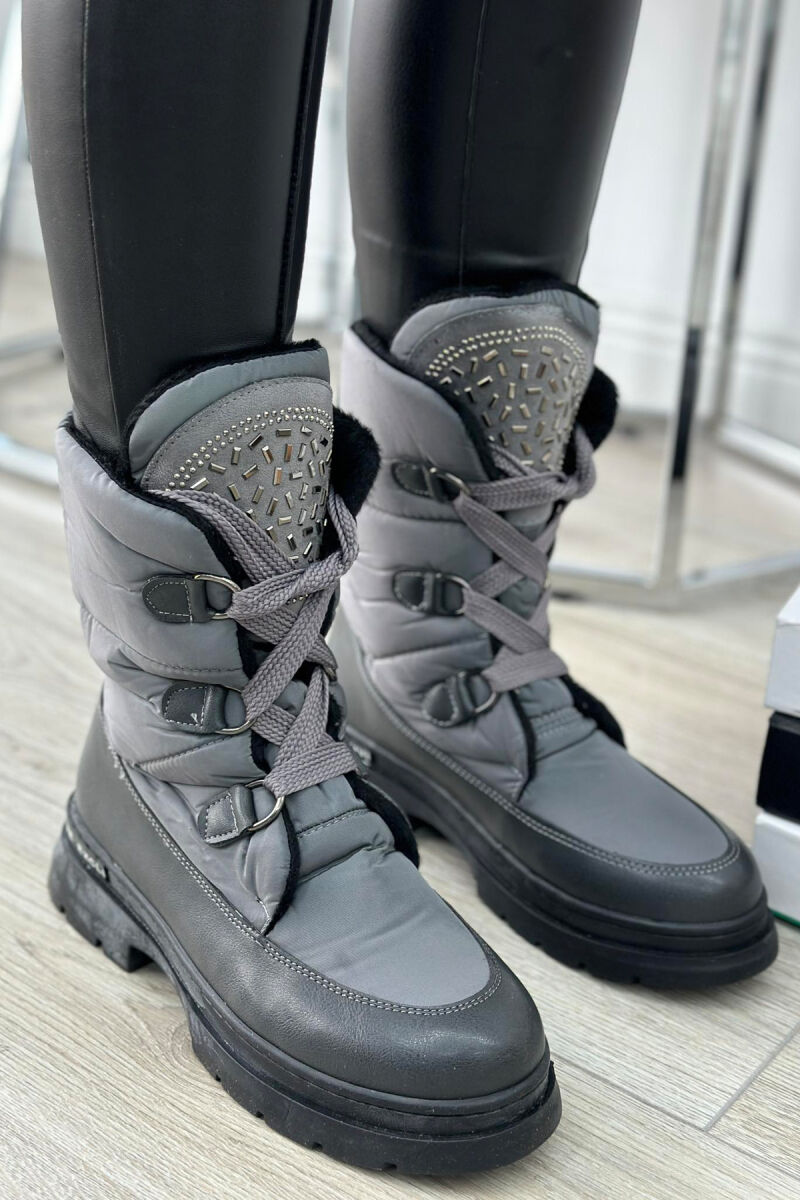 SIMPLE PLATFORM ZIPPER WOMAN CREW BOOTS GREY/GRI - 1