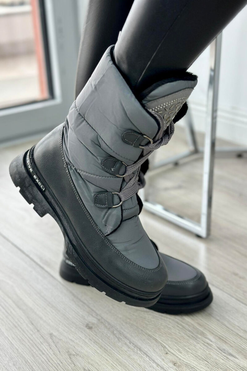 SIMPLE PLATFORM ZIPPER WOMAN CREW BOOTS GREY/GRI - 4