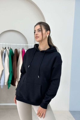 SIMPLE POCKED HOODIE WOMAN BLACK/ E ZEZE 