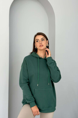 SIMPLE POCKED HOODIE WOMAN DARK GREEN/JEE 