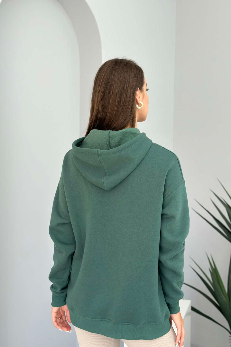 SIMPLE POCKED HOODIE WOMAN DARK GREEN/JEE - 3