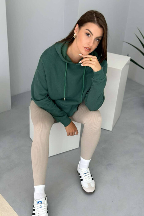 SIMPLE POCKED HOODIE WOMAN DARK GREEN/JEE - 4