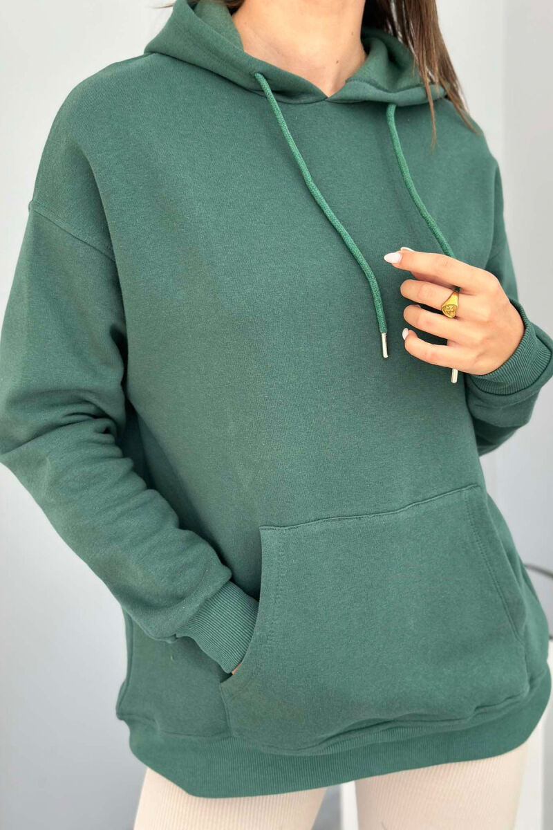 SIMPLE POCKED HOODIE WOMAN DARK GREEN/JEE - 5