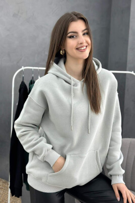 SIMPLE POCKED HOODIE WOMAN GREY/GRI 