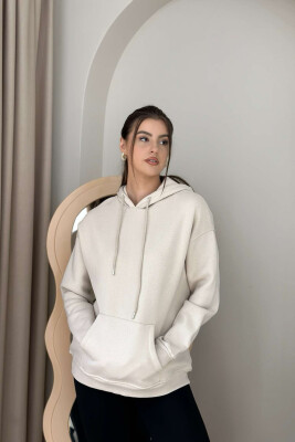 SIMPLE POCKED HOODIE WOMAN LIGHT BEIGE/BZHZB 