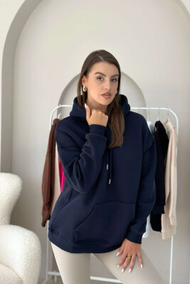 SIMPLE POCKED HOODIE WOMAN NAVY BLUE/BLU MARINE 