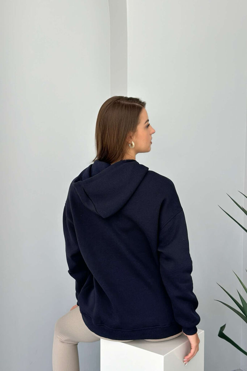 SIMPLE POCKED HOODIE WOMAN NAVY BLUE/BLU MARINE - 2