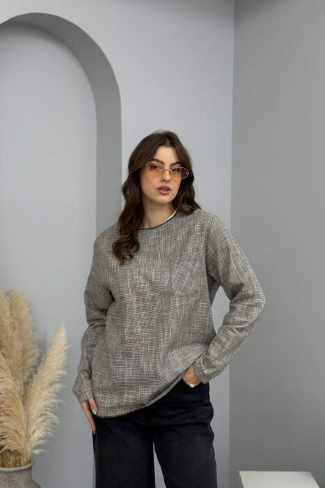 SIMPLE POCKET DETAIL WOMEN SWEATSHIRT GREY/GRI - 2