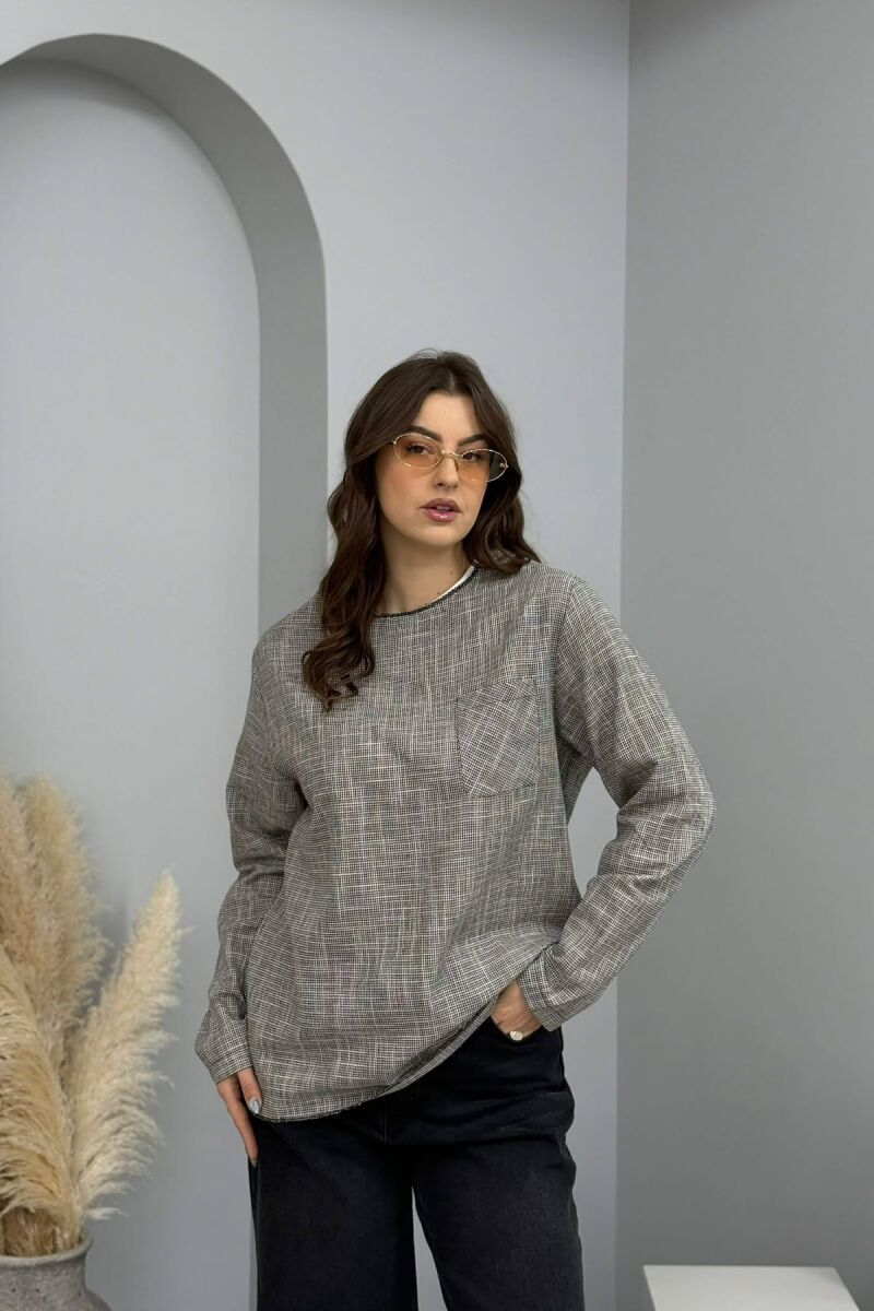 SIMPLE POCKET DETAIL WOMEN SWEATSHIRT GREY/GRI - 2