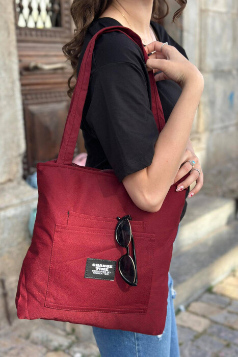 SIMPLE POCKET WOMEN BAG BURGUNDY/VISHNJE - 3