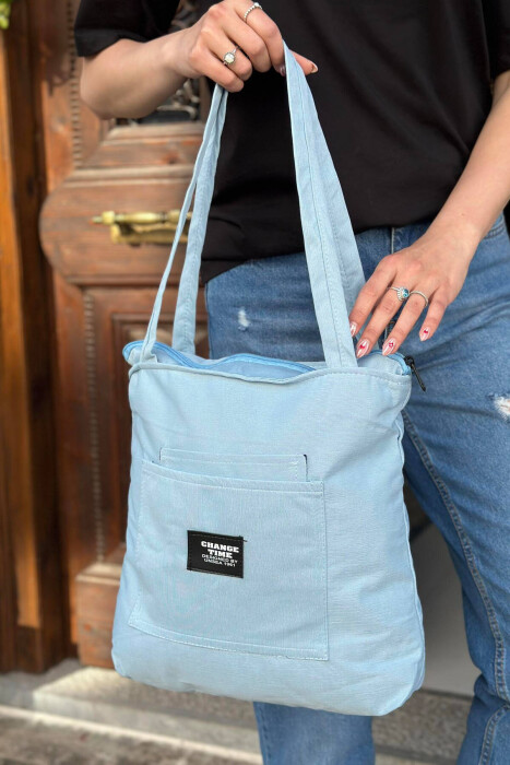 SIMPLE POCKET WOMEN BAG LIGHTBLUE/BZ - 2