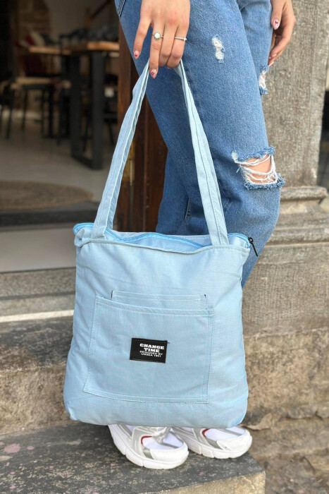 SIMPLE POCKET WOMEN BAG LIGHTBLUE/BZ - 3