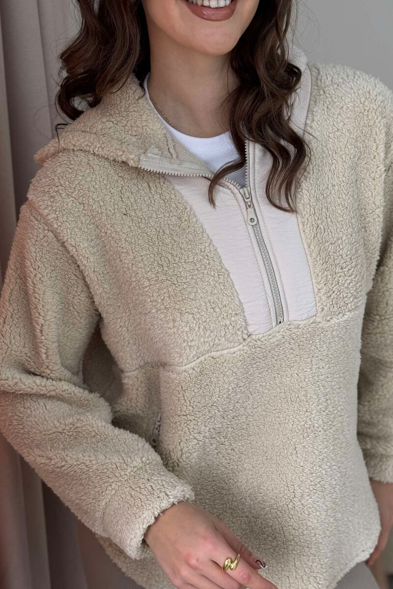 SIMPLE POLAR WOMEN HOODIE BEIGE/BEZHE - 3