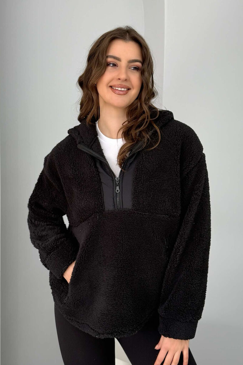 SIMPLE POLAR WOMEN HOODIE BLACK/ E ZEZE - 1